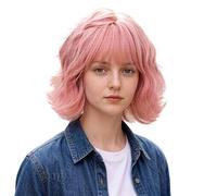 Parrucche corte sintetiche alla Fibra resistente calore Parrucchino cosplay Comodo e traspirante Parrucche ricce classiche con frangia Capelli artificiali Copricapo completo