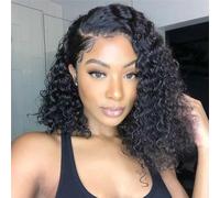 Parrucche corte yuccy Bob 13x4 Parrucche frontali in pizzo riccio profondo Capelli umani per donne nere 250 densit Parrucche frontali in pizzo H