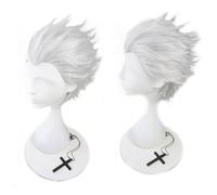 Parrucche Cosplay Anime Da Uomo Per Emiya Argento Bianco Capelli Corti Lisci Per Costume Da Festa Di Halloween
