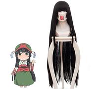 Parrucche Cosplay Anime Hakumei e Mikochi Mikochi Cosplay Capelli sintetici neri lunghi dritti resistenti al calore per costume di carnevale KUZ462B