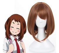 Parrucche Cosplay Anime My Hero Academia Ochako Uraraka Parrucca Cosplay Parrucca sintetica Capelli Festa di Halloween Boku No Hero Parrucca Academia