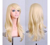 Parrucche cosplay anime ondulate lunghe da 70 cm 27 '' a buon mercato Parrucche sintetiche resistenti al calore finte Nero Blu Marrone Parrucche ondulate bionde + Tappo per parrucche Taglia unica 1