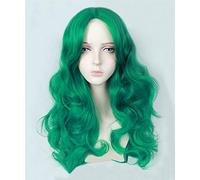 Parrucche cosplay anime Sailor Moon Kaiou Michiru 65cm Parrucca cosplay sintetica resistente al calore per capelli sintetici lunghi verde riccio