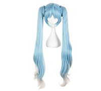 Parrucche cosplay anime Vocaloid Hatsune Miku Parrucca lunga ondulata lunga e ondulata parrucca capelli sintetici Ombrello blu chiaro WIG-659M