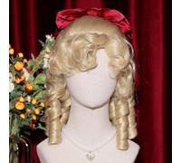 Parrucche Cosplay Da Donna Mezza Legata Romana Coda Di Cavallo Riccia Lolita Parrucca Capelli Sintetici Resistenti Al Calore Per La Festa Di Natale Di Halloween (Gold)