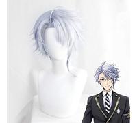 Parrucche cosplay di Azul Twisted-Wonderland Parrucche sintetiche per capelli corti azzurri corti resistenti al calore Parrucca per giochi di ruolo