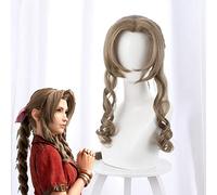 Parrucche Cosplay di Final Fantasy 7 Aerith Gainsborough per donne Ragazze 80 cm Capelli ricci lunghi ondulati termoresistenti Capelli sintetici Gioco marrone FINAL FANTASY Aerith Gainsborough