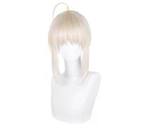 Parrucche Cosplay Dorate Anime Da Donna Per Altria Pendragon Capelli Corti Panino Parrucca Con Frangia Capelli Sintetici Resistenti Al Calore Per La Festa in Costume Di Halloween (Oro pallido)