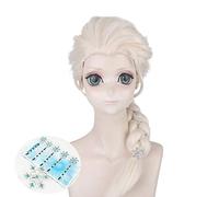 Parrucche Cosplay Elsa intrecciate bionde lunghe Halloween per donne Carnevale Purim Masquerade Abito da sera Parrucca e copricapo sintetici per capelli
