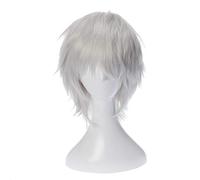 Parrucche Cosplay Gintama Gintoki Sakata 35 cm / 13,8 pollici Corto Argento Bianco Uomo Capelli sintetici Perucas Costume anime Gioco di ruolo Parrucca KUJ3958