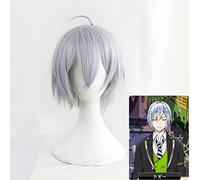 Parrucche Cosplay in argento Twisted-Wonderland Parrucca sintetica resistente al calore corta per Carnevale Halloween + Cappellino parrucca gratuito