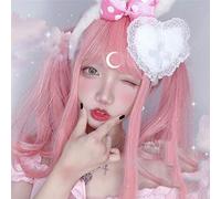 Parrucche Cosplay Lolita Long Mixed Pink Bangs Carino Ombre Capelli sintetici + Parrucca Cap M2