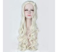 Parrucche cosplay lunghe Alice nel Paese delle Meraviglie The White Queen 80cm Parrucca per capelli ondulati per film anime Costume Party Beige Argento Argento