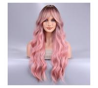 Parrucche Cosplay Nere E Rosa Con Onda Lunga Del Corpo, Sintetiche Resistenti Al Calore, Parte Centrale, Lolita Naturali For Le Donne Facile Da Indossare