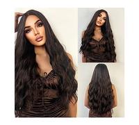 Parrucche Cosplay Parrucca di capelli naturali quotidiani Fibra resistente al calore Parrucche sintetiche rosso vino Parrucche ondulate lunghe bordeaux con frangia for donne nere Parrucca da donna(Wig