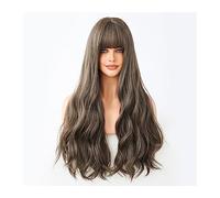 Parrucche Cosplay Party Capelli resistenti al calore naturali Parrucche De Mujer Parrucche bionde marroni Parrucca sintetica ondulata lunga for donna Lolita bianca lunga Parrucca da donna(C-0317-1)