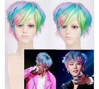 Parrucche Cosplay per capelli sintetici a strati soffici a strati soffici multicolori da 12"Resistenza al calore Bigbang G-Dragon Kwon Ji Yong PL-653