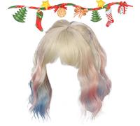Parrucche Cosplay Per Donne,Parrucche Halloween Corte Ricce Colorate Con Frangia - Accessorio Per Carnevale E Role Play | Per Donne Ragazze Costumi Cosplay Feste Spettacoli Fotografia Raduni Halloween