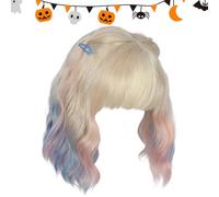 Parrucche Cosplay Per Donne, Parrucche Halloween Corte Ricce Colorate Con Frangia, per Festa e Gioco di Ruolo, Per Donne Ragazze Costumi Cosplay Feste Spettacoli Fotografia Raduni Halloween
