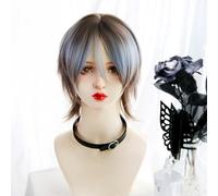 Parrucche Cosplay Per Le Donne A Strati Breve Parrucca Dritta Stile Gotico Naturale Irregolare Per L'Abbigliamento Quotidiano Festa Di Halloween (Blu-marrone-l)