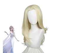 Parrucche Cosplay Princess Elsa Ice Snow Queen Parrucca lunga ondulata Bionda Onda allentata Parrucche Halloween Carnevale Costume Giochi di ruolo Parrucche ZL001
