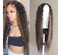 Parrucche da 30 pollici, parrucca bionda con m ches ricce, parrucche sintetiche lunghe con capelli ricci, piccole parrucche frontali in pizzo per