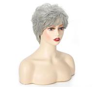 Parrucche da 6 pollici per capelli umani corti per le donne, uso quotidiano, stile pixie, adatte per la perdita dei capelli e il cambiamento di moda aggiunge volume dei capelli(grigio chiaro)
