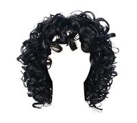 Parrucche da donna a pelo lungo, capelli ricci corti, mescolati con fascia dorata, adatte per parrucche da donna, parrucca bionda, seta ad alta temperatura, parrucca nera marrone (nero, taglia unica)