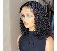 Parrucche Da Donna Con Onde Profonde E Caschetto Corto Capelli Umani Brasiliani 13X4 Pre Pizzicate Parrucche Frontali In Pizzo HD 230 10inches#4X4