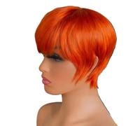 Parrucche Da Donna Con Taglio Pixie Chic Ed Elegante Da 6 Pollici, Capelli Umani A Strati Corti Con Frangia, Parrucca Senza Colla Completa For L'uso Quotidiano per Donne Affascinanti(Orange)