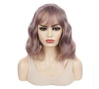 parrucche da donna Copricapo for parrucca con frangia sottile e soffice, multicolore, quotidiano, for capelli corti Parrucche per capelli dall'aspetto naturale(Purple)