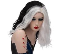 Parrucche Da Donna Corte, Ondulate E Ricce, Da 12 Pollici, Capelli Sintetici Resistenti Al Calore For Halloween, Costumi, Cosplay, Feste per Donne Affascinanti(White black)