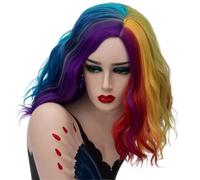 Parrucche Da Donna Corte, Ondulate E Ricce, Da 12 Pollici, Capelli Sintetici Resistenti Al Calore For Halloween, Costumi, Cosplay, Feste per Donne Affascinanti(Purpleyellow)