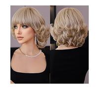 Parrucche da donna Daily Party Parrucche diritte sintetiche naturali in platino Parrucche corte ombre nere for donna Parrucca for capelli con frangia for quattro stagioni Parrucca per l'uso quotidiano