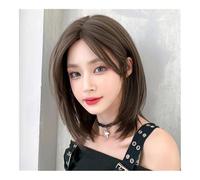 Parrucche da donna Dark Brown Short Wig with Middle Part & Bangs: Chic Style for Every Day - Women's Fashionable Wig Solution Parrucca riccia(Russet)