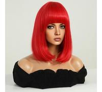 Parrucche Da Donna Europee E Americane Con Capelli Corti E Lisci, Fascia Intera Colorata, Parrucche In Fibra Chimica Tipo Pullover Naturale