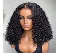 Parrucche Da Donna In Capelli Umani Neri 13X4 Ondulate Caschetto Corto Chiusura Frontale In Pizzo 4X4 Pre Pizzicate 230 10in#4x4 Lace Wig