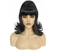 Parrucche da donna Le donne che indossano la frangia corta e le parrucche di capelli ricci sono adatte for giochi ruolo feste Festa quotidiana(Nero)