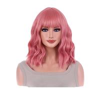 Parrucche da donna Lunghezza Sintetico Uso quotidiano Capelli colorati Aiutanti Parrucca ondulata pastello con frangia d'aria Caschetto corto da donna Argento con spalla riccia Parrucca per l'uso quot