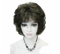 Parrucche da donna nere/castane naturali corte ricci capelli sintetici parrucca completa-8 marrone medio-6 pollici