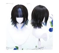 Parrucche da donna Parrucca alla moda for capelli corti, riflessi blu Parrucca cosplay Lolita nera con frangia Parrucca sintetica resistente al calore traspirante for costume da festa Halloween per Pa
