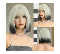 Parrucche da donna Parrucca bionda capelli corti lisci alla moda for donna Parrucca cosplay quotidiana Evidenzia parrucche bianche Parrucca riccia(White)