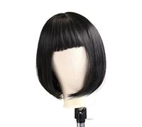 Parrucche da donna Parrucca Bob corta diritta con frangia for le donne Parrucche sintetiche quotidiane for cosplay nere naturali Festa quotidiana