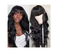 Parrucche da donna Parrucca con frangia Capelli umani Onda corporea Nessuna parrucca anteriore in pizzo for donne nere Parrucca lunga da 14-40 pollici con capelli Remy a macchina piena senza colla, Co