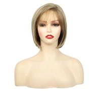 Parrucche da donna Parrucca con frangia corta marrone chiaro dorata for donne capelli corti e lisci for gli spostamenti quotidiani Festa quotidiana