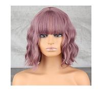 Parrucche da donna Parrucca corta ondulata con frangia Lunghezza spalla Sintetico Riccio Sintetico Alta temperatura Adatto for cosplay Parrucca per l'uso quotidiano nelle feste(Color:5)