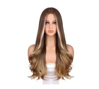 Parrucche da donna Parrucca da donna alla moda Frangia d'aria sfumata a due colori Onda grande Capelli ricci lunghi Copricapo completo in fibra chimica di seta ad alta temperatura Parrucca riccia