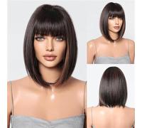 Parrucche da donna Parrucca da donna Qi Liu Hai capelli corti lisci estiva leggera traspirante multicolore auricolare completo opzionale Festa quotidiana(G)