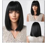 parrucche da donna Parrucca da donna Qi Liu Hai capelli corti lisci estiva leggera traspirante multicolore auricolare completo opzionale Parrucche per capelli dall'aspetto naturale(E)