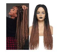 Parrucche da donna Parrucca for capelli intrecciata resistente al calore Parrucche intrecciate con scatola Ombre da 26 pollici for donne nere Parrucca intrecciata Cuoio capelluto finto Parrucca per l'